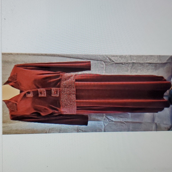 Positive Attitude Dresses & Skirts - POSITIVE ATTITUDE 10 Petite BURGUNDY RED VELVET Long Dress Suit PAISLEY Formal